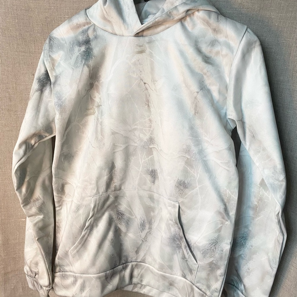 SHEIN White and Gray Patterned Hoodie